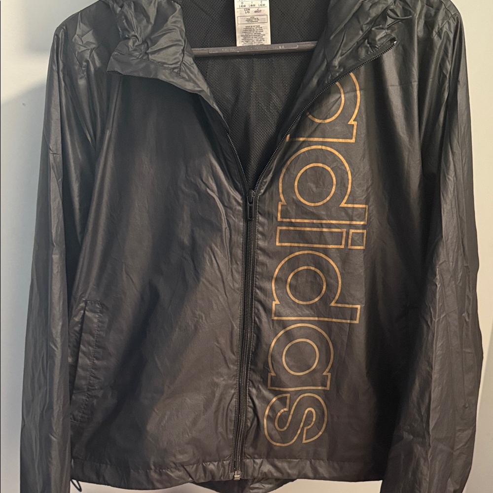 Adidas Women's Black Utility Jacket with Gold Accents